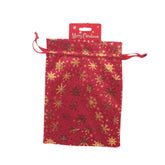 Q.X-mas Pouch(15*20CM) in red with gold snowflake design for festive gift wrapping.